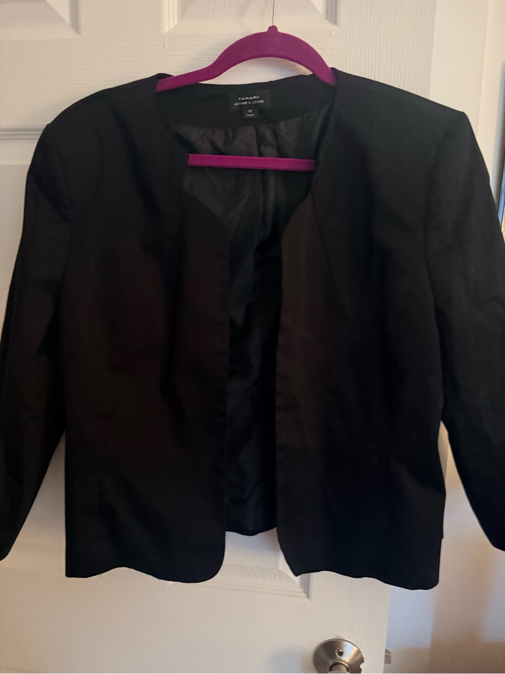 Tahari ASL Women's Black Open-Front Jacket